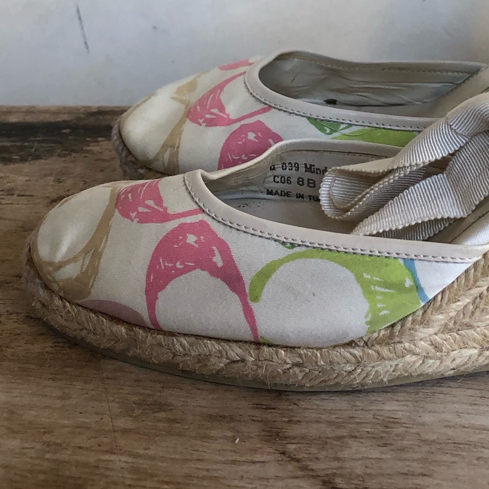 COACH🌷Espadrilles Cute Signature Ankle Tie Wedges - Picture 12 of 12